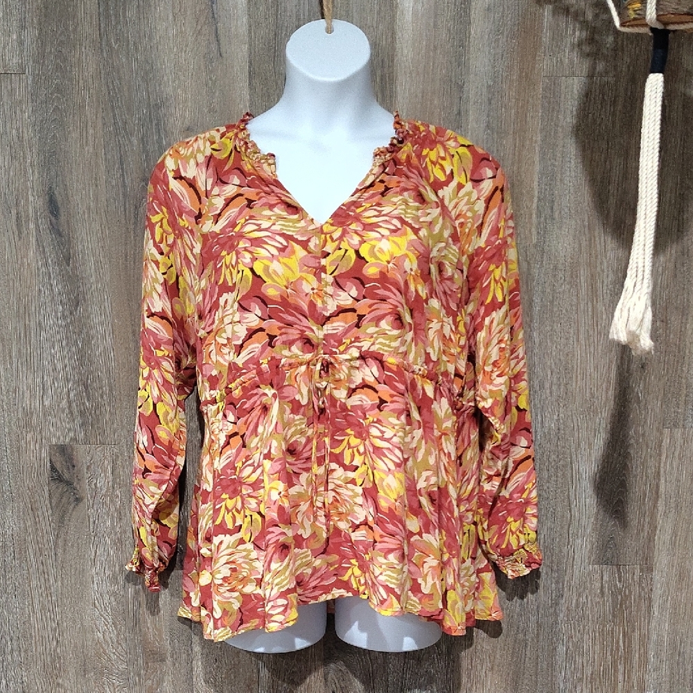 Torrid Floral Women's Top in Red and Yellow